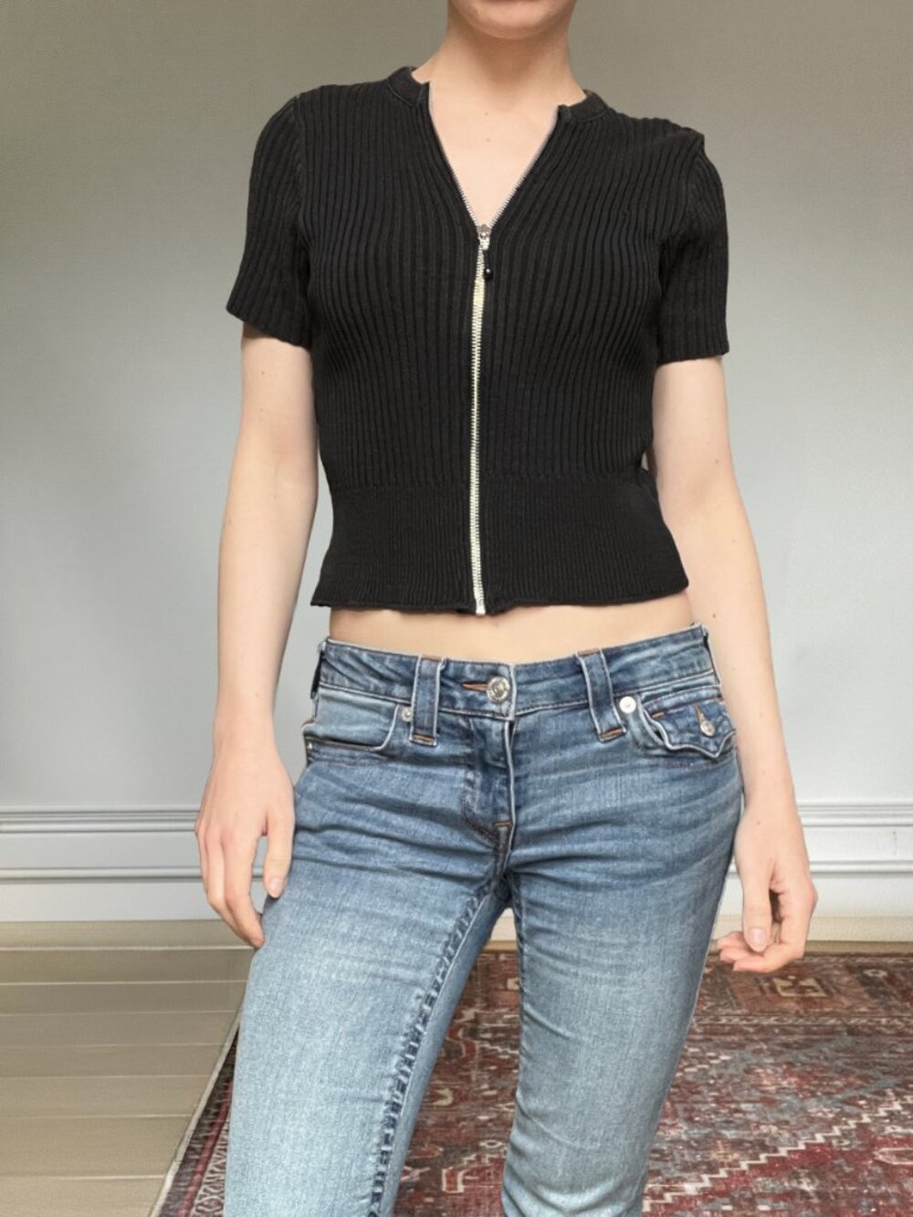 Y2K Daniel Hechter vintage ribbed zip tee